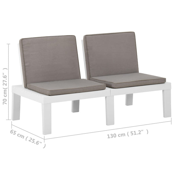 Vidaxl Garden Lounge Bench With Cushion Plastic White 130 X 65 70 Cm Patio Benches
