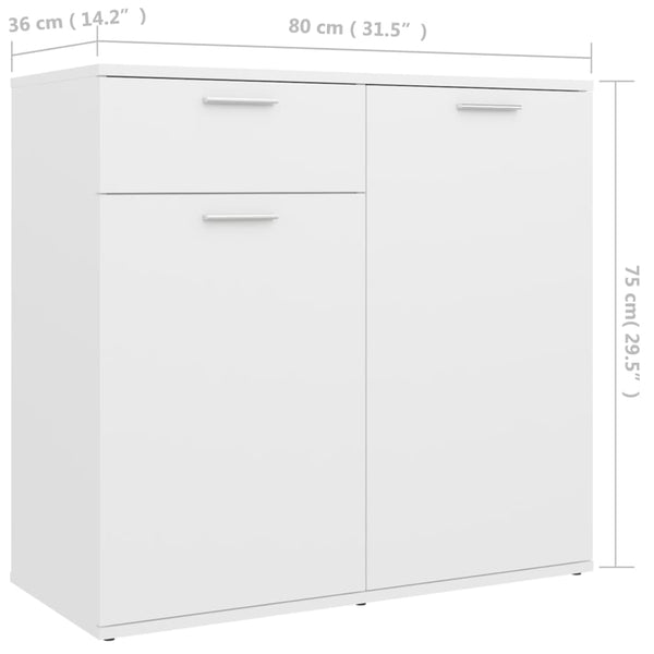 Sideboard White 80X36x75 Cm Engineered Wood Sideboards & Buffets