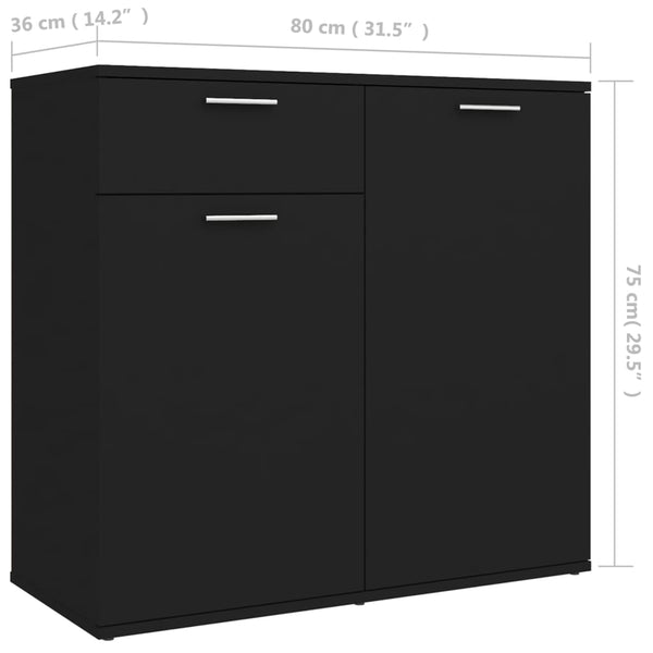 Sideboard Black 80X36x75 Cm Engineered Wood Sideboards & Buffets