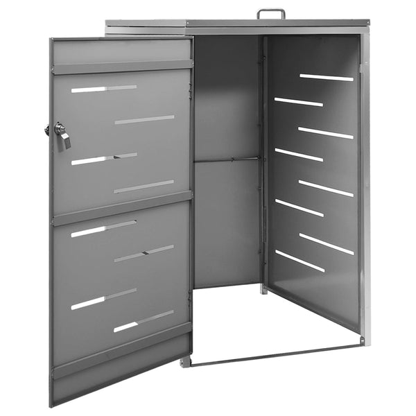 Single Wheelie Bin Shed 69X77.5X112.5 Cm Stainless Steel Sheds Summerhouses Carports