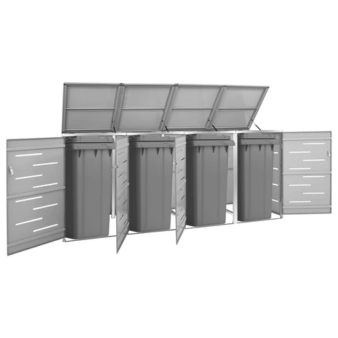 Quadruple Wheelie Bin Shed 276.5X77.5X112.5 Cm Stainless Steel Sheds Summerhouses Carports