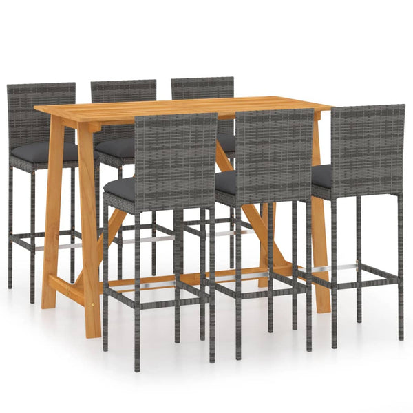 7 Piece Garden Bar Set With Cushions Grey Patio Furniture Sets