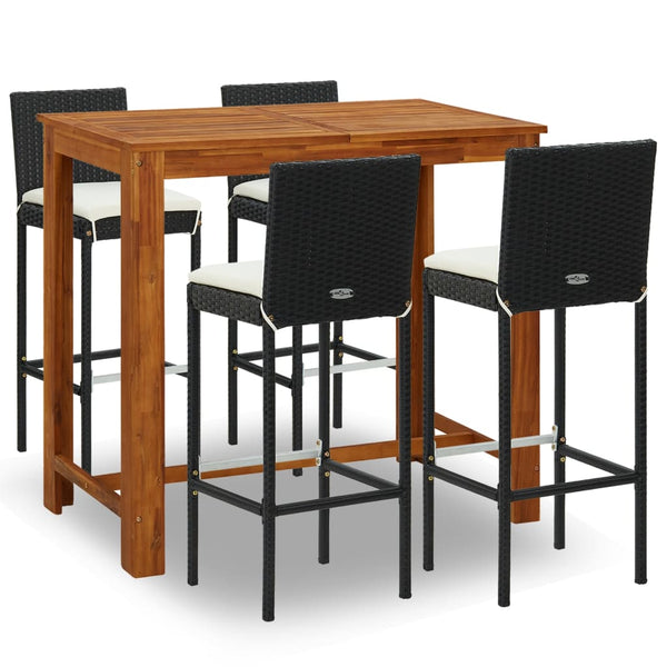 5 Piece Garden Bar Set With Cushions Black Patio Furniture Sets
