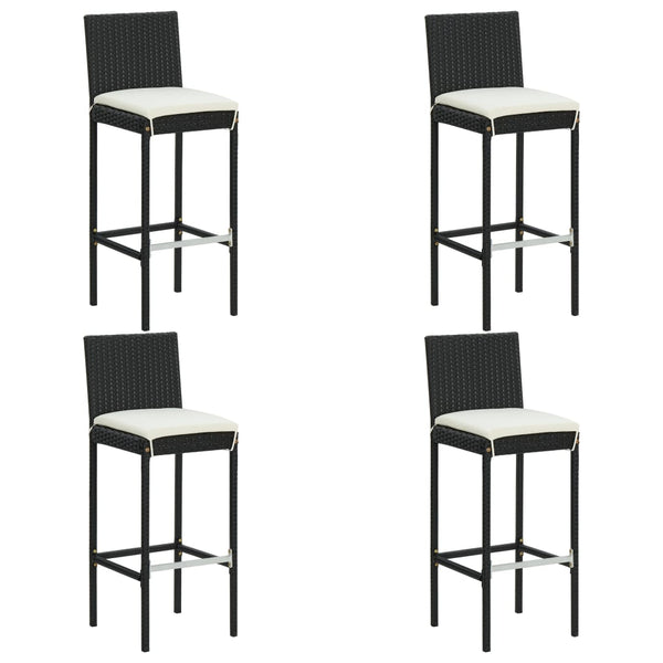 5 Piece Garden Bar Set With Cushions Black Patio Furniture Sets