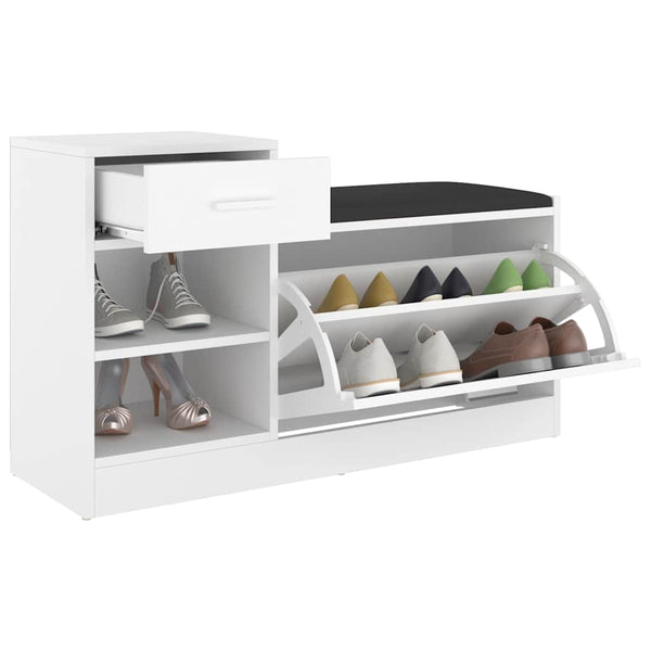 Vidaxl Shoe Bench White 94.5X31x57 Cm Engineered Wood Benches