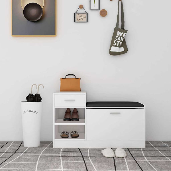 Vidaxl Shoe Bench White 94.5X31x57 Cm Engineered Wood Benches