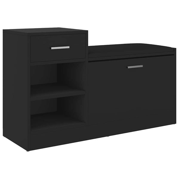 Vidaxl Shoe Bench Black 94.5X31x57 Cm Engineered Wood Benches