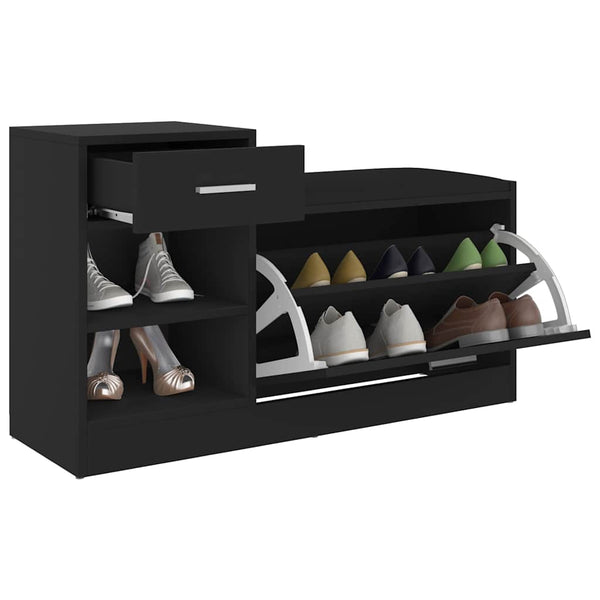 Vidaxl Shoe Bench Black 94.5X31x57 Cm Engineered Wood Benches