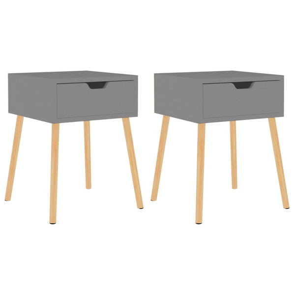 Bedside Cabinets 2 Pcs Grey 40X40x56 Cm Engineered Wood Bedside Tables