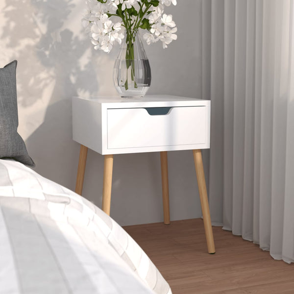 Bedside Cabinet High Gloss White 40X40x56 Cm Engineered Wood Bedside Tables