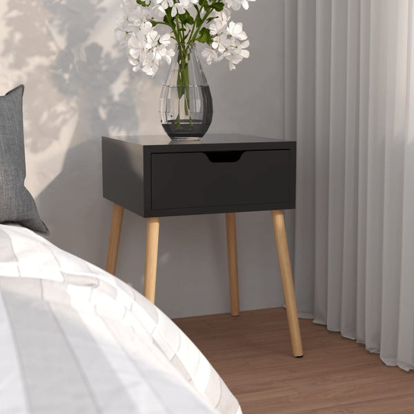 Bedside Cabinet High Gloss Black 40X40x56 Cm Engineered Wood Bedside Tables