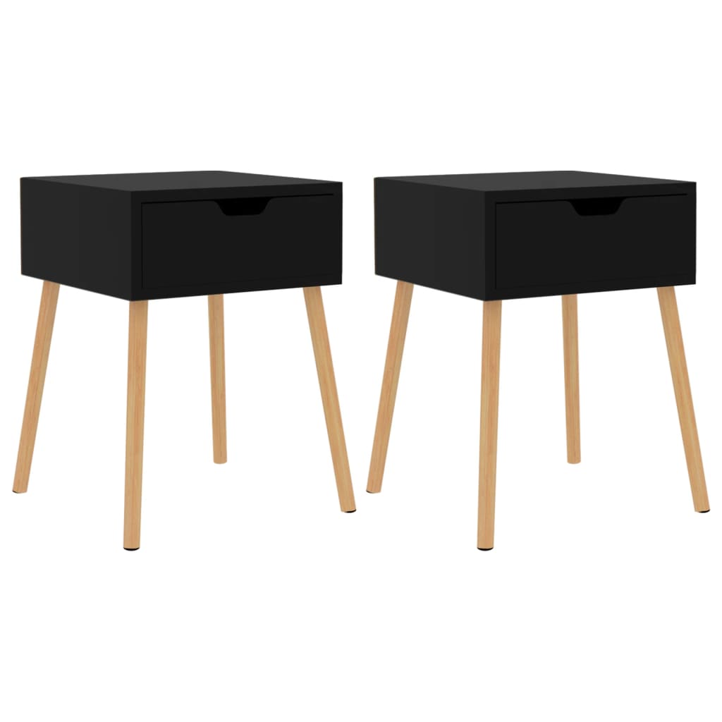Bedside Cabinets 2 Pcs High Gloss Black 40X40x56 Cm Engineered Wood Bedside Tables
