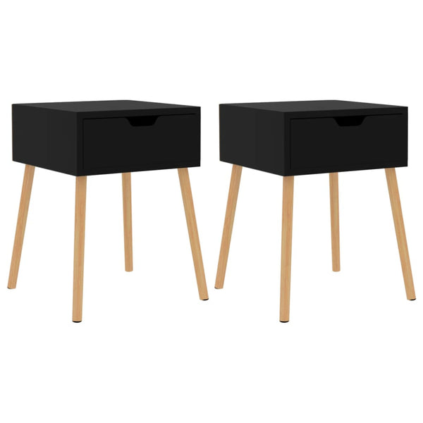 Bedside Cabinets 2 Pcs High Gloss Black 40X40x56 Cm Engineered Wood Bedside Tables