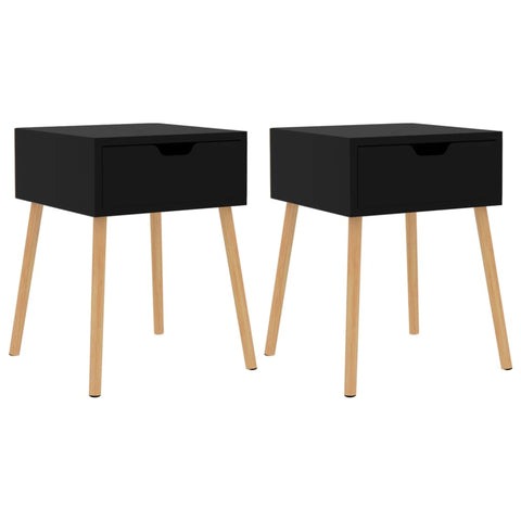 Bedside Cabinets 2 Pcs High Gloss Black 40X40x56 Cm Engineered Wood Bedside Tables