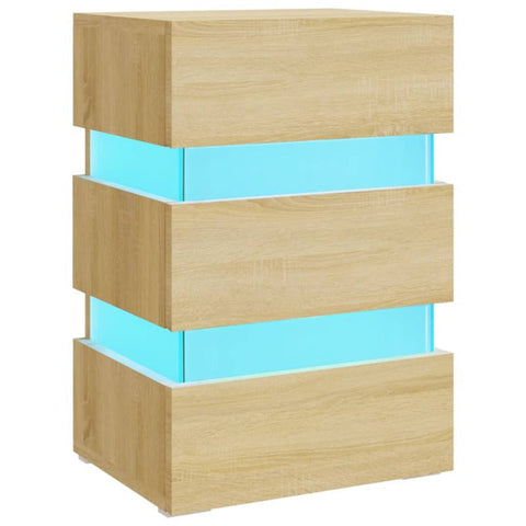 Bedside Tables Led Bedside Cabinet 45X35x67 Cm Engineered Wood