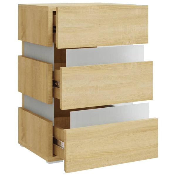 Bedside Tables Led Bedside Cabinet 45X35x67 Cm Engineered Wood