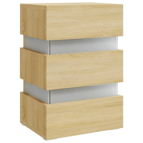Bedside Tables Led Bedside Cabinet 45X35x67 Cm Engineered Wood