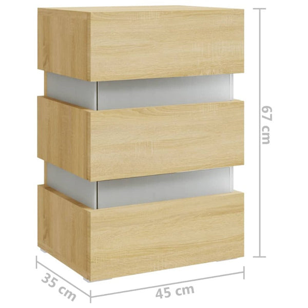 Bedside Tables Led Bedside Cabinet 45X35x67 Cm Engineered Wood