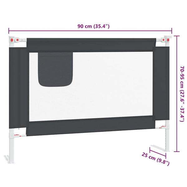 Vidaxl Toddler Safety Bed Rail Dark Grey 90X25 Cm Fabric Bed Guards