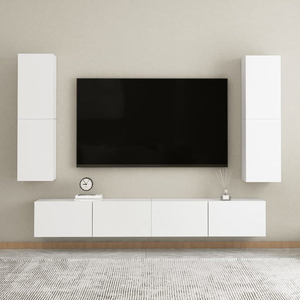 Tv Cabinet White 30.5X30x110 Cm Engineered Wood Tv Stands & Entertainment Units