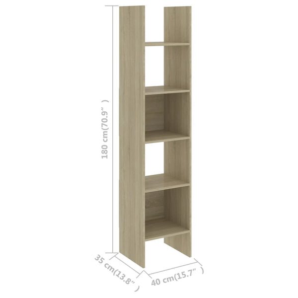 Vidaxl Book Cabinet Sonoma Oak 40X35x180 Cm Engineered Wood Bookshelves
