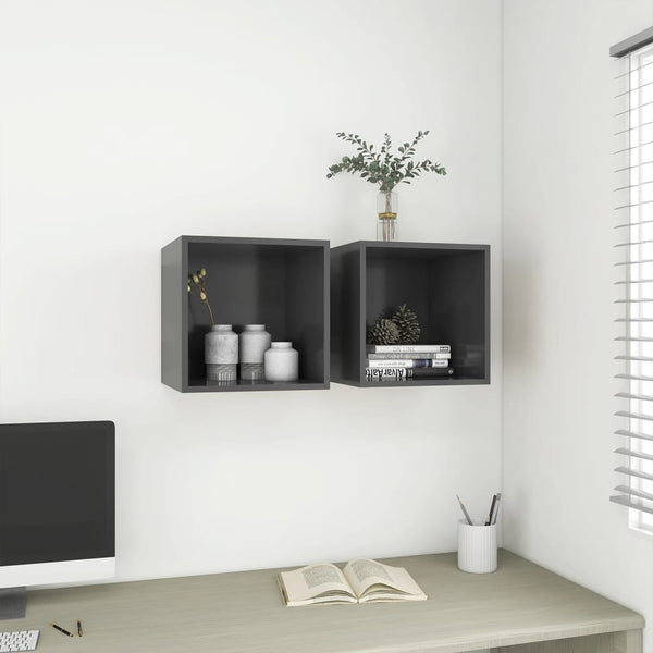 Wall Cabinet Grey 37X37x37 Cm Engineered Wood Bookshelves
