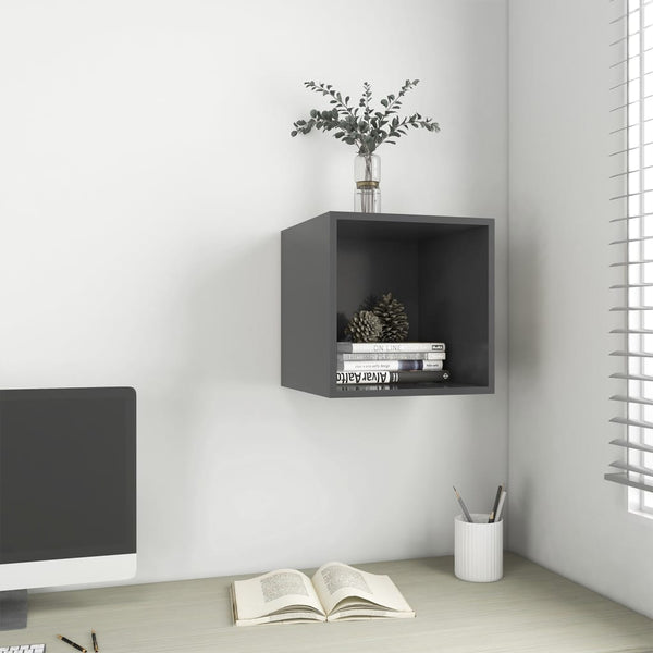 Wall Cabinet Grey 37X37x37 Cm Engineered Wood Bookshelves