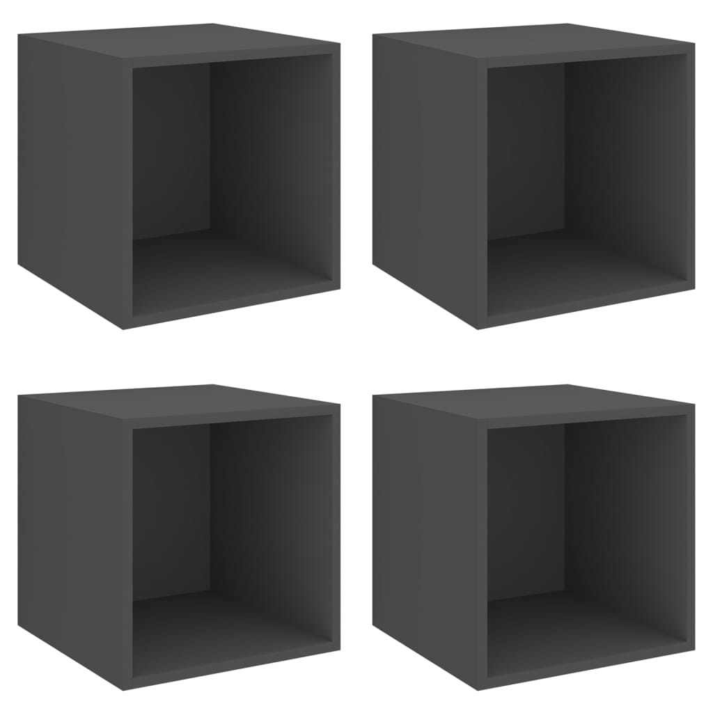 Wall Cabinets 4 Pcs Grey 37X37x37 Cm Engineered Wood Bookshelves
