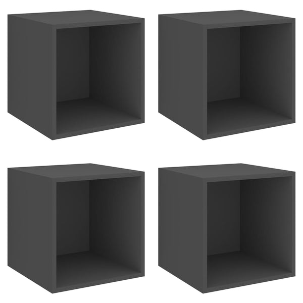 Wall Cabinets 4 Pcs Grey 37X37x37 Cm Engineered Wood Bookshelves