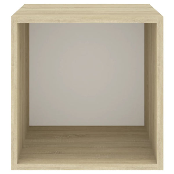 Wall Cabinet White And Sonoma Oak 37X37x37 Cm Engineered Wood Bookshelves
