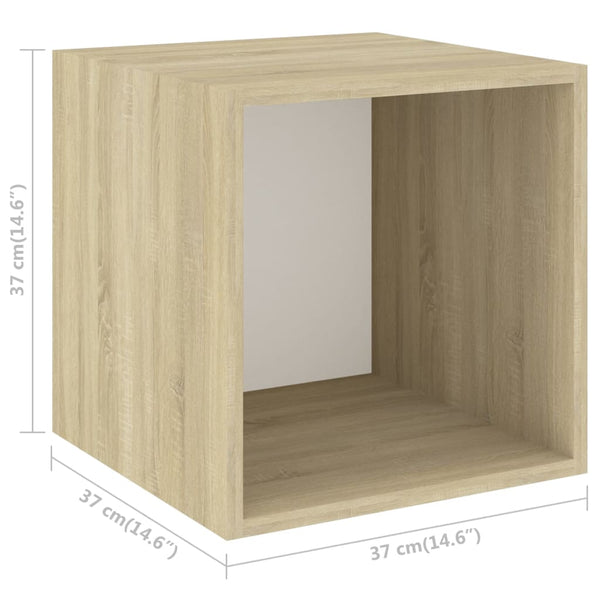 Wall Cabinet White And Sonoma Oak 37X37x37 Cm Engineered Wood Bookshelves