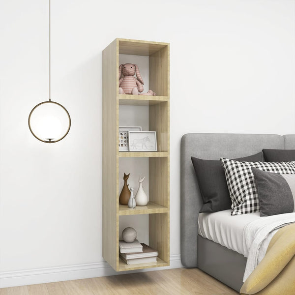Wall Cabinets 4 Pcs White And Sonoma Oak 37X37x37 Cm Engineered Wood Bookshelves