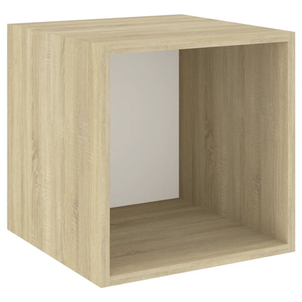 Wall Cabinets 4 Pcs White And Sonoma Oak 37X37x37 Cm Engineered Wood Bookshelves