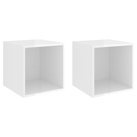 Wall Cabinets 2 Pcs High Gloss White 37X37x37 Cm Engineered Wood Cabinets & Cupboards