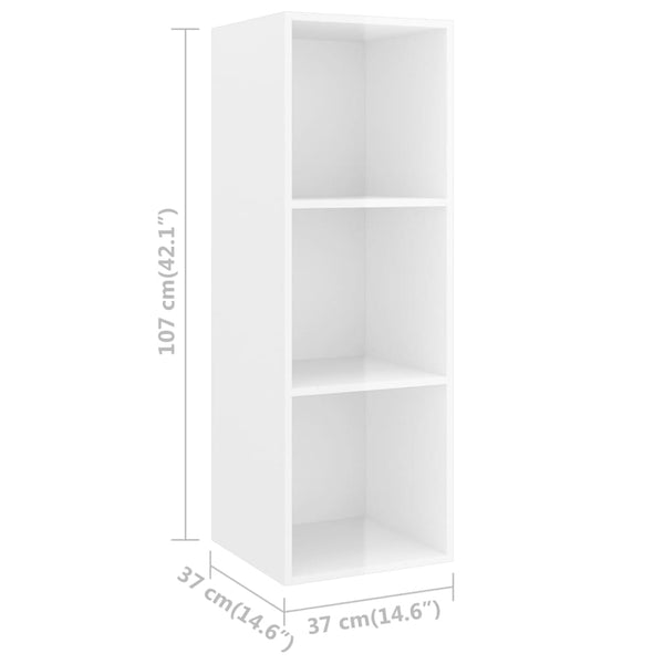Wall Mounted Tv Cabinet High Gloss White 37X37x107 Cm Engineered Wood Tv Stands & Entertainment Units