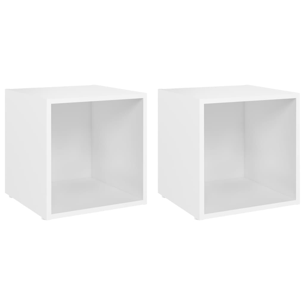 Tv Cabinets 2 Pcs White 37X35x37 Cm Engineered Wood Tv Stands & Entertainment Units