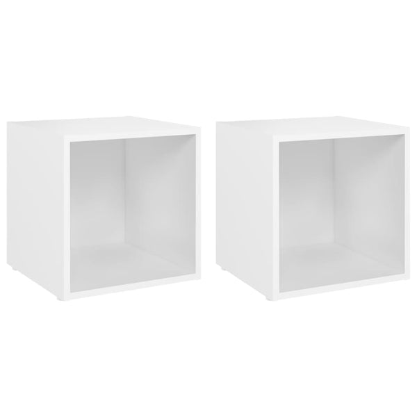 Tv Cabinets 2 Pcs White 37X35x37 Cm Engineered Wood Tv Stands & Entertainment Units