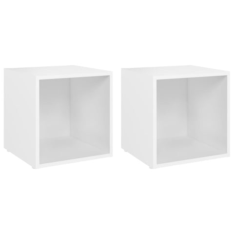 Tv Cabinets 2 Pcs White 37X35x37 Cm Engineered Wood Tv Stands & Entertainment Units