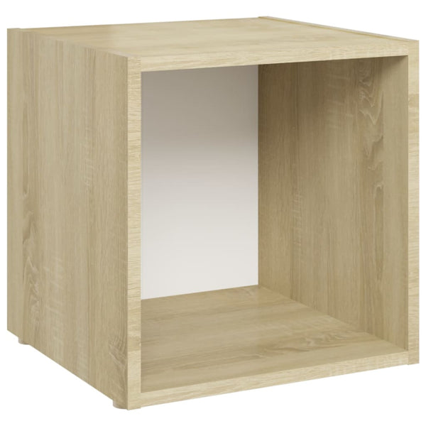 Tv Cabinets 4 Pcs White And Sonoma Oak 37X35x37 Cm Engineered Wood Tv Stands & Entertainment Units