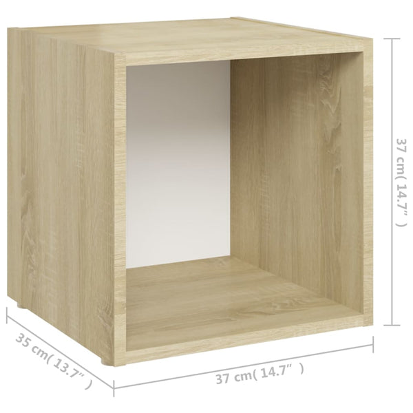 Tv Cabinets 4 Pcs White And Sonoma Oak 37X35x37 Cm Engineered Wood Tv Stands & Entertainment Units