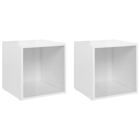 Tv Cabinets 2 Pcs High Gloss White 37X35x37 Cm Engineered Wood Tv Stands & Entertainment Units