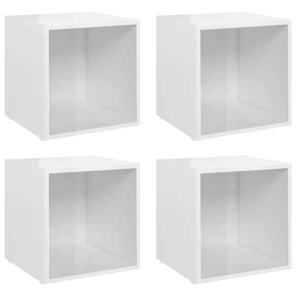 Tv Cabinets 4 Pcs High Gloss White 37X35x37 Cm Engineered Wood Tv Stands & Entertainment Units