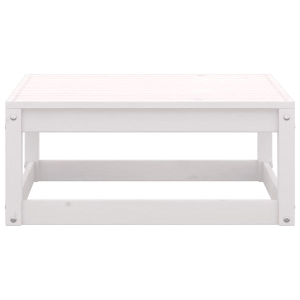 Garden Footstools With Cushions 2 Pcs White Solid Pinewood Ottomans Footstools & Poufs