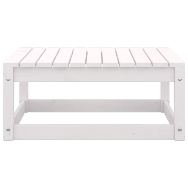 Garden Footstools With Cushions 2 Pcs White Solid Pinewood Ottomans Footstools & Poufs