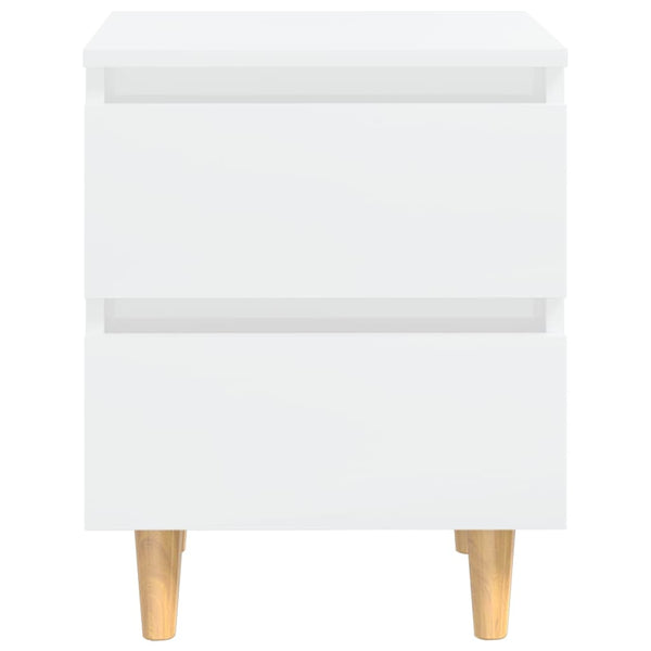 Bed Cabinets & Pinewood Legs 2 Pcs High Gloss White 40X35x50cm