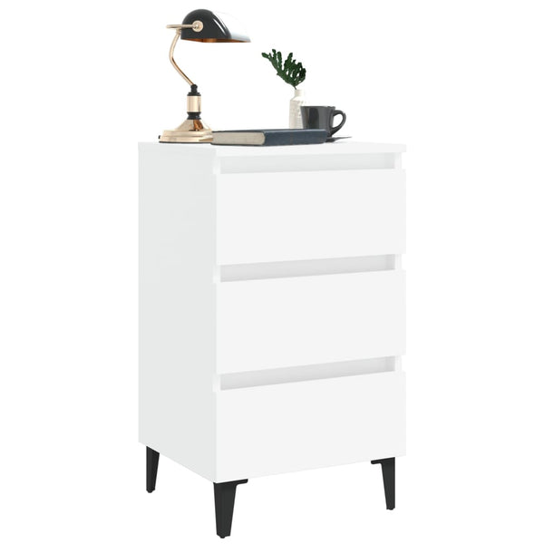 Bed Cabinet With Metal Legs 2 Pcs White 40X35x69 Cm Bedside Tables