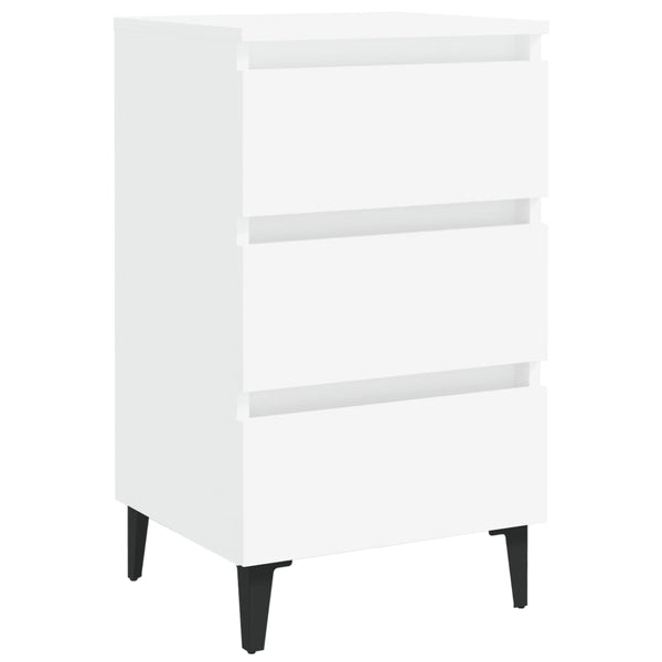 Bed Cabinet With Metal Legs 2 Pcs White 40X35x69 Cm Bedside Tables