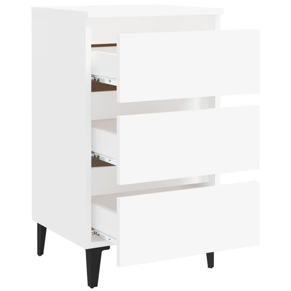 Bed Cabinet With Metal Legs 2 Pcs White 40X35x69 Cm Bedside Tables