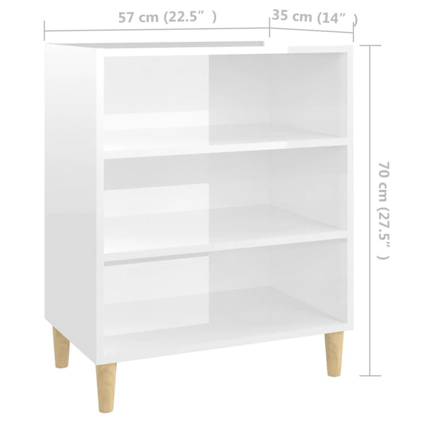 Sideboard High Gloss White 57X35x70 Cm Engineered Wood Sideboards & Buffets