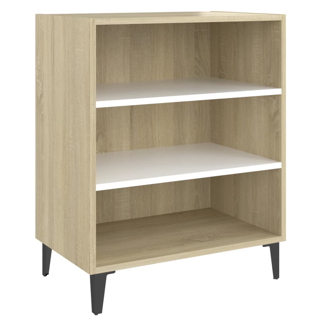 Sideboard White And Sonoma Oak 57X35x70 Cm Engineered Wood Sideboards & Buffets